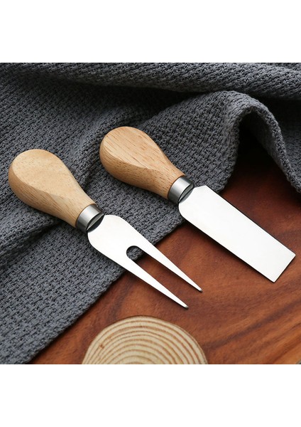 2 Adet Benzersiz Peynir Bıçağı Alet Seti Ahşap Bambu Saplı Paslanmaz Çelik Peynir Bıçağı Seti Peynir Pizza Mutfak Aksesuarları (Yurt Dışından)