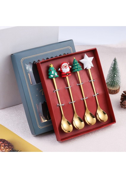 4 Adet Hediye Kutusu Noel Hediyesi Deco Sofra Çatal Bıçak Kaşık Seti Elk Noel Ağacı Dekorasyon Tatlı Kaşığı Meyve Çatalı Kahve Kaşığı Çatal Hediye (Yurt Dışından) fırsatları