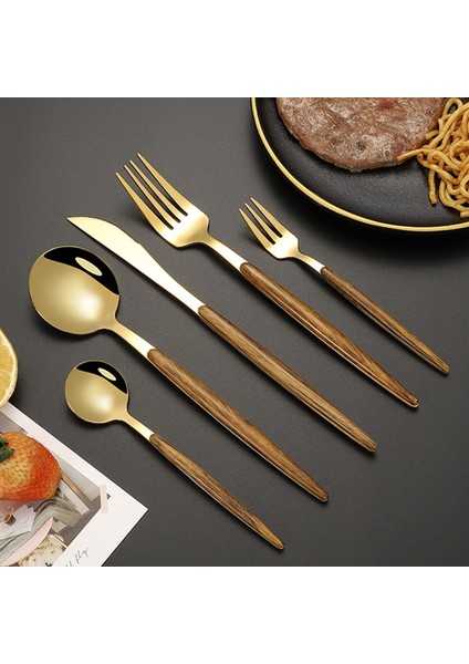 Gümüş Seti Ev Yemek Takımı Paslanmaz Çelik Bıçak Çatal Kaşık Ayna Gümüş Altın Ahşap Saplı Bulaşık Makinesi Mutfak Batı Sofra Takımı (Yurt Dışından)