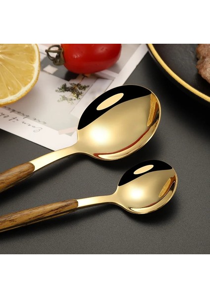 Gümüş Seti Ev Yemek Takımı Paslanmaz Çelik Bıçak Çatal Kaşık Ayna Gümüş Altın Ahşap Saplı Bulaşık Makinesi Mutfak Batı Sofra Takımı (Yurt Dışından) fırsatları