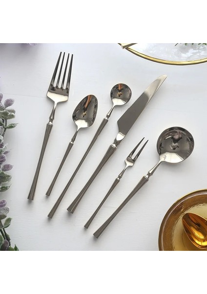 Tatlı Kaşığı Parlak Gümüş 18/10 Paslanmaz Çelik Lüks Çatal Bıçak Takımı Yemek Takımı Sofra Bıçak Kaşık Çatal Çubuklarını Sofra Takımı Seti Bulaşık Makinesinde Yıkanabilir (Yurt Dışından)