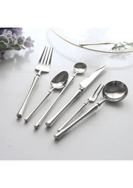 Tatlı Kaşığı Parlak Gümüş 18/10 Paslanmaz Çelik Lüks Çatal Bıçak Takımı Yemek Takımı Sofra Bıçak Kaşık Çatal Çubuklarını Sofra Takımı Seti Bulaşık Makinesinde Yıkanabilir (Yurt Dışından)