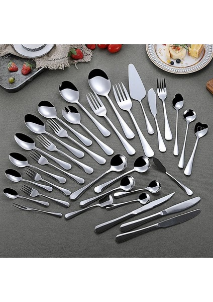 LF1YSCAKESCOOP1PC Batı Çatal Bıçak Kaşık Seti Paslanmaz Çelik Sofra Kaşık Çatal Bıçak Yemek Takımı Seti Mutfak Yemeği Seti Sofra Lüks Ev Sofra Takımı (Yurt Dışından)