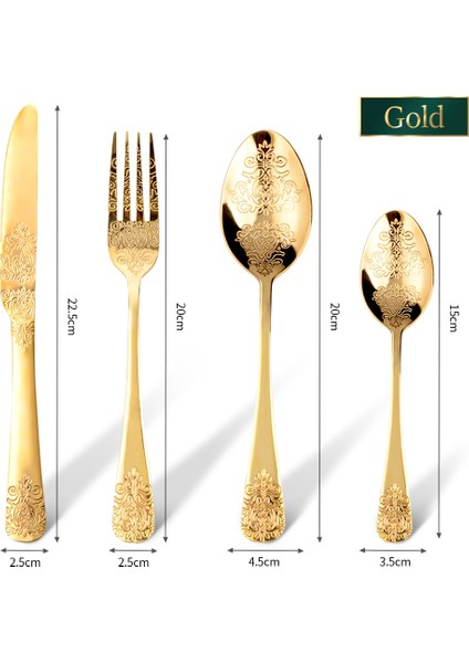 Altın Bıçak Altın Lüks Çatal Bıçak Takımları Çatal Kaşık Bıçak Gümüş Seti Vintage Oyma Sofra Seti Avrupa Yemek Takımı Ev Mutfak Için (Yurt Dışından) fiyatları