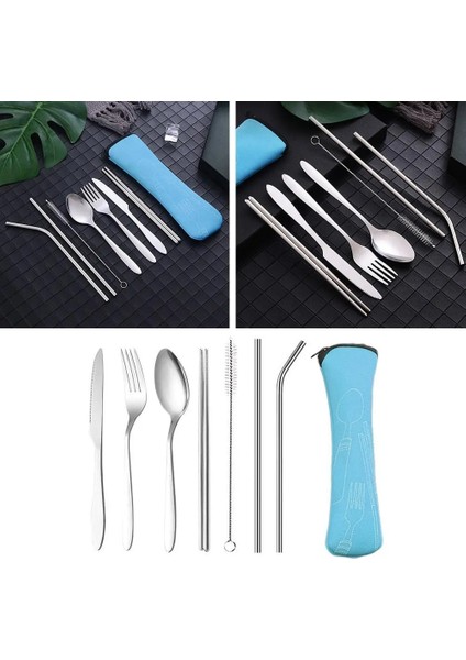 C 1 Takım Çelik Hasır Çatal Bıçak Takımı Çatal Bıçak Takımı, Çatal, Kaşık ve Çubuklar Taşınabilir Set Çatal Bıçak Takımı (Yurt Dışından)
