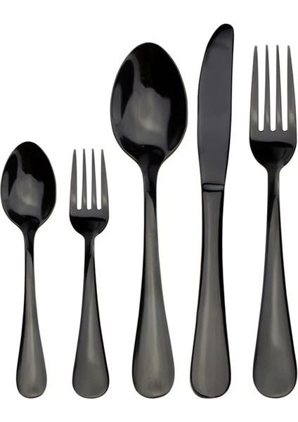 M-22.3 cm Çelik Siyah Çatal Bıçak Kaşık Seti Balık Çatal Bıçaklar Çorba Kaşığı Çubuklarını Tereyağı Bıçağı Tatlı Kaşığı Kek Çatalı Çay Kaşığı Yemek Takımı Seti (Yurt Dışından) fırsatları