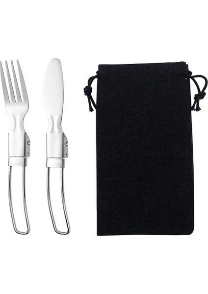 2 Adet 304 Paslanmaz Çelik Katlanır Kaşık Spork Açık Sofra Açık Kamp Tencere Hafif Katlanmış Sofra Takımı Piknik (Yurt Dışından)