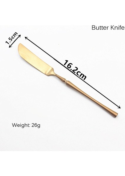 Tereyağı Bıçağı Lüks Gül Altın Çatal Bıçak Kaşık Seti 304 Paslanmaz Çelik Renkli Sofra Bıçağı ve Çatal Yemek Takımı Sofra Mutfak Aksesuarları (Yurt Dışından)