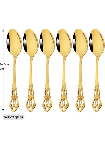 Tatlı Kaşığı 6 Adet Drmfiy Royal 6/24 Adet Çatal Bıçak Kaşık Seti Paslanmaz Çelik Batı Yemek Takımı Sofra Seti Bıçaklar Çatal Kahve Çay Kaşığı Gümüş Set (Yurt Dışından)