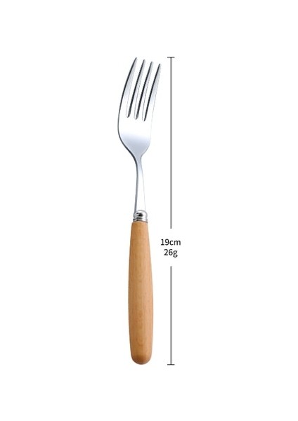 Çatal 304 Paslanmaz Çelik Yemek Takımı Parlak Gümüş Ahşap Sofra Batı Yemek Bıçak Çatal Çay Kaşığı Çatal Bıçak Takımı Mutfak Aksesuarları 1 Adet (Yurt Dışından)