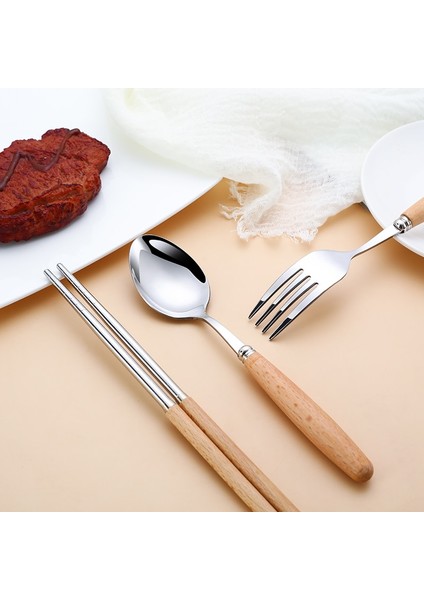 Çatal 304 Paslanmaz Çelik Yemek Takımı Parlak Gümüş Ahşap Sofra Batı Yemek Bıçak Çatal Çay Kaşığı Çatal Bıçak Takımı Mutfak Aksesuarları 1 Adet (Yurt Dışından) fırsatları
