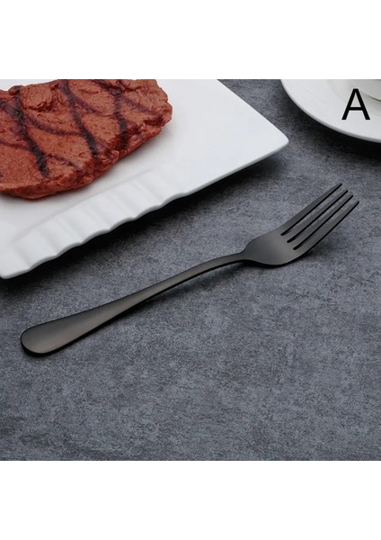 A-20.7 cm Çelik Siyah Çatal Bıçak Kaşık Seti Balık Çatal Bıçaklar Çorba Kaşığı Çubuklarını Tereyağı Bıçağı Tatlı Kaşığı Kek Çatalı Çay Kaşığı Yemek Takımı Seti (Yurt Dışından)
