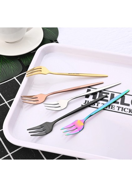 Gümüş 6 Adet 4/6 Adet Çay Çatal Seti Paslanmaz Çelik Meyve Kek Aperatif Tatlı Çatal Gökkuşağı Küçük Salata Çatal Yemek Takımı Çatal Bıçak Takımı Mutfak Eşyaları (Yurt Dışından) fırsatları