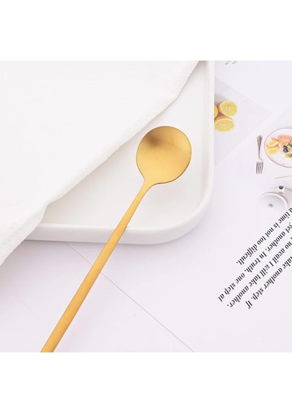 Gümüş 6 Adet Altın Kahve Çay Karıştırma Kaşığı Uzun Saplı Dondurma Tatlı Kaşığı Çevre Dostu Paslanmaz Çelik Sofra Mutfak Malzemeleri (Yurt Dışından) indirimleri