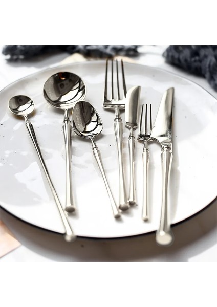 Yemek Bıçağı Parlak Gümüş 18/10 Paslanmaz Çelik Lüks Çatal Bıçak Takımı Yemek Takımı Sofra Bıçak Kaşık Çatal Çubuklarını Sofra Takımı Seti Bulaşık Makinesinde Yıkanabilir (Yurt Dışından) indirimleri