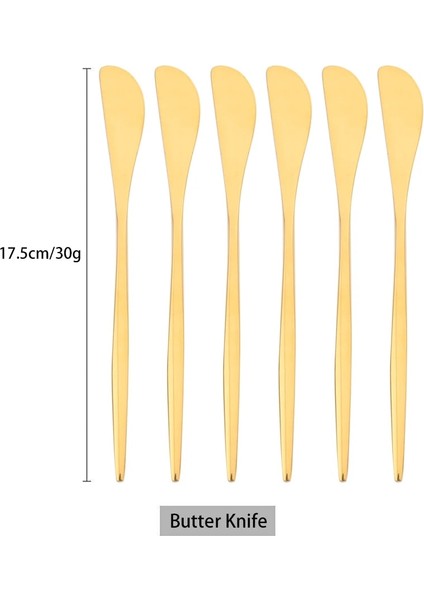 Beyaz Gümüş 6 Adet Altın Tereyağı Bıçağı Pizza Peynir Tatlı Bıçağı Paslanmaz Çelik Çatal Krema Bıçakları Kahvaltı Tost Ekmeği Bıçağı Mutfak Araçları (Yurt Dışından)