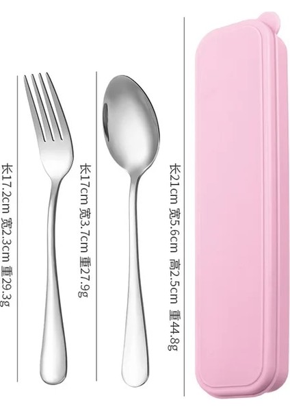 3 Adet Pembe 1 Taşınabilir Paslanmaz Çelik Çatal Takım Elbise Saklama Kutusu Chopstick Çatal Kaşık Bıçak Seyahat Sofra Seti Kamp Çatal Bıçak Takımı (Yurt Dışından)