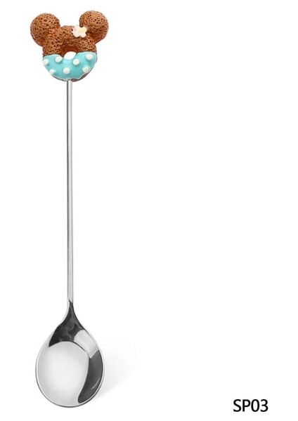 03 Paslanmaz Çelik Çörek Kaşığı Çatal Kahve Kek Tatlı Çay Dondurma Karikatür Çay Kaşığı Karıştırma Kaşığı Şeker Sevimli Çocuk Yemek Takımı (Yurt Dışından)