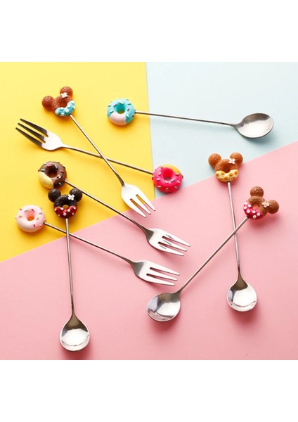 03 Paslanmaz Çelik Çörek Kaşığı Çatal Kahve Kek Tatlı Çay Dondurma Karikatür Çay Kaşığı Karıştırma Kaşığı Şeker Sevimli Çocuk Yemek Takımı (Yurt Dışından) fiyatları