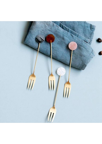 H1 Işık Lüks Altın Kaplama Meyve Çatalı Akrilik Geometrik Dekor Yaratıcı Paslanmaz Çelik Tatlı Çatalı Zarif Sofra Sıcak Satış (Yurt Dışından) fiyatları