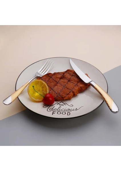 Gümüş 3 Adet Mutfak Sofra Çatal Bıçak Kaşık Seti Gümüş Çatal Bıçak Kaşık Seti Paslanmaz Çelik Lüks Yemek Takımı Çatal Kaşık Bıçak Batı Yemek Takımı Altın (Yurt Dışından)