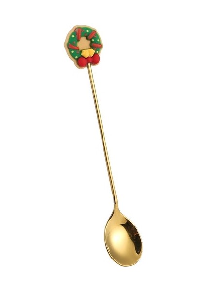Stil 9 Noel Kaşık Seti Noel Elk Bisküvi Adam Noel Ağacı Noel Baba Tatlı Kutusu ile Karıştırma Kaşığı Paslanmaz Çelik Sofra (Yurt Dışından)