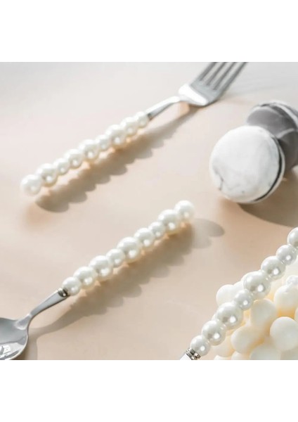 B Yüksek Sertlik Yemek Kaşığı Anti-Pas Yeniden Kullanılabilir Et Çatalı Yemek Paslanmaz Çelik Sahte Inci Kesici Çatal Bıçak Takımı Restoran Aksesuarları (Yurt Dışından) indirimleri
