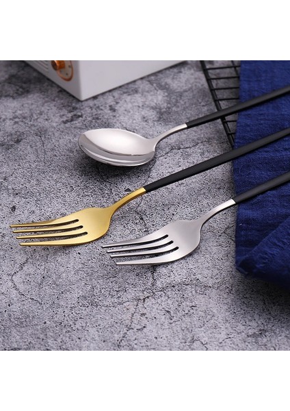 12 Adet Blacksilver Altın Çatal Seti Kore Paslanmaz Çelik Sofra Seti Çatal Kaşık ve Yemek Çubukları Seti Altın Yemek Takımı Seti Lüks Sofra Seti (Yurt Dışından)