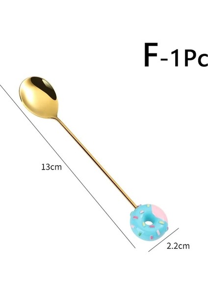 F Sevimli Paslanmaz Çelik Kaşık Çatal Versiyonu Gökkuşağı Lolipop Çörek Macaron Tatlı Kaşıkları Kek Meyve Çatalları Sofra Mutfak Kaynağı (Yurt Dışından)