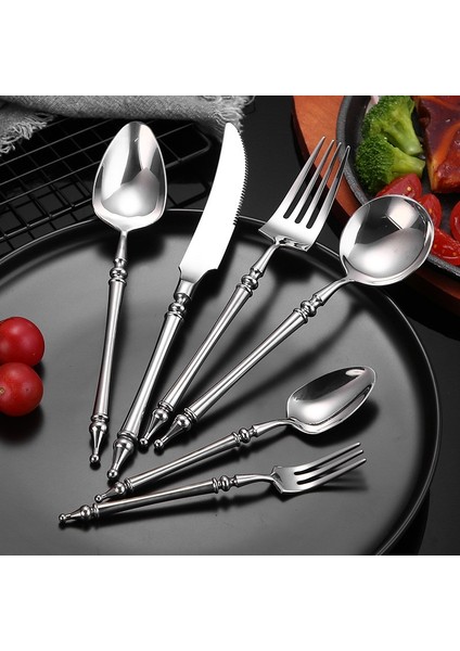 Altın Çay Kaşığı Vintage Paslanmaz Çelik Yemek Takımı Seti Batı Kaşık Biftek Bıçağı Çay Kaşığı Tatlı Çatal Çatal Bıçak Takımları Sofra Takımı Mutfak Eşyaları (Yurt Dışından)