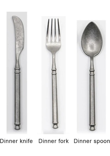 3 Pcs-B Retro Fırçalama 304 Paslanmaz Çelik Sofra Takımı Mutfak Çatal Bıçak Kaşık Seti Biftek Bıçağı Çatal Kaşık Seti Tatlı Çatalı Vintage Restoran Çatal Bıçak Takımı (Yurt Dışından)
