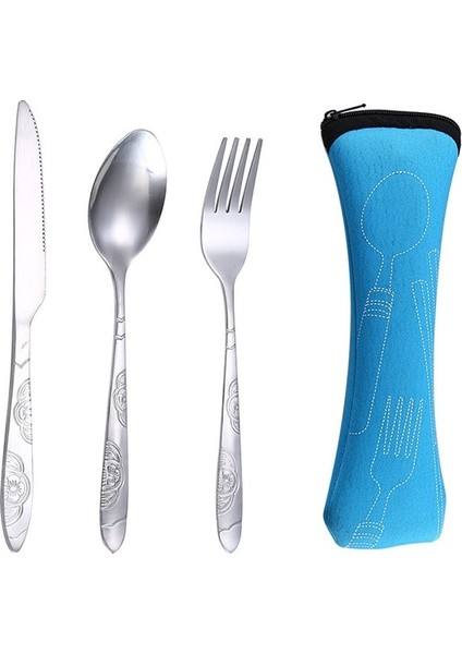 Blue-3pcs Taşınabilir Sofra Çantası Çatal Bıçak Takımı Yemek Takımı Seyahat Ambalaj Saklama Kutusu Yemek Takımı Piknik Çatal Kaşık Çantası (Yurt Dışından) fiyatları