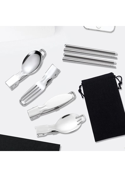 3pcs-Set 304 Paslanmaz Çelik Katlanır Kaşık Spork Açık Sofra Açık Kamp Tencere Hafif Katlanmış Sofra Takımı Piknik (Yurt Dışından) indirimleri