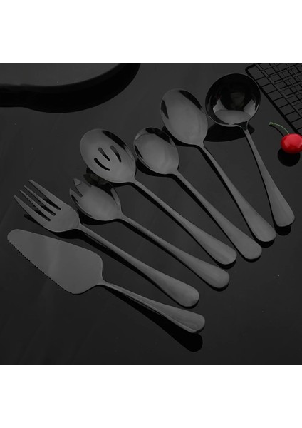 1 Adet Salata Çatalı Siyah Paslanmaz Çelik Yemek Takımı Seti Sofra Takımı Çorba Kaşığı Kevgir Kaşık Servis Kaşığı Salata Çatalı Kek Spatula Mutfak Sofra Takımı (Yurt Dışından)