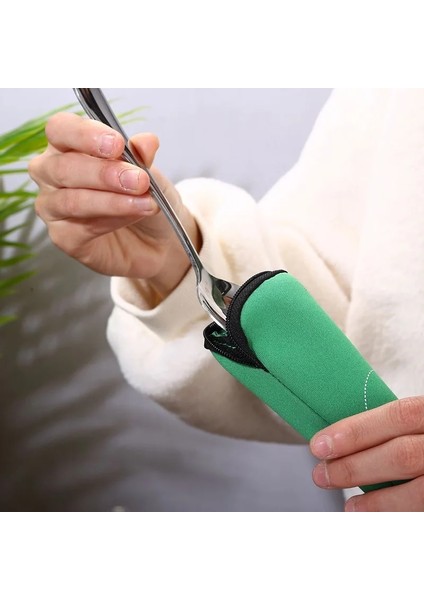 K Taşınabilir Sofra Çantası Çatal Kaşık Bıçak Çubuklarını Ambalaj Saklama Kutusu Yemek Takımı Piknik Organizatör Vaka Yemek Takımı Olmadan (Yurt Dışından) fırsatları