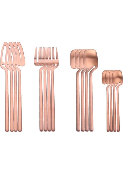 Gül Altın 16 Adet Mat Siyah Batı Yemek Takımı Seti 18/10 Paslanmaz Çelik Çatal Yaratıcı Çatal Bıçak Kaşık Sofra Sofra Takımı Gümüş (Yurt Dışından) fiyatları