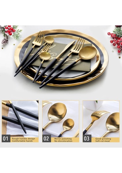 Kırmızı Yemek Takımı Gümüş Seti 4-24 Adet Mutfak Sofra Takımı Sofra Çatal Bıçak Kaşık Seti Ev Restoran Için Biftek Bıçağı Çatal Kaşık Çay Kaşığı (Yurt Dışından) indirimleri