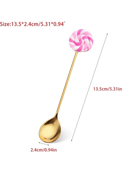 Pembe Kaşık 1 Adet Mini Paslanmaz Çelik Sevimli Çörek Kaşığı Çatal Kek Kahve Tatlı Dondurma Karıştırma Kaşık Şeker Karikatür Çocuk Çay Kaşığı (Yurt Dışından)