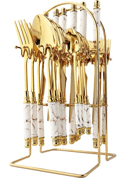 6 Adet Kek Çatalı Beyaz Altın Lüks Yemek Takımı Çatal Bıçak Kaşık Seti Seramik Tam Sofra Takımı Paslanmaz Çelik Bıçak Kek Çatalı Kaşık Seti Mutfak Sofra Hediye (Yurt Dışından) fiyatları