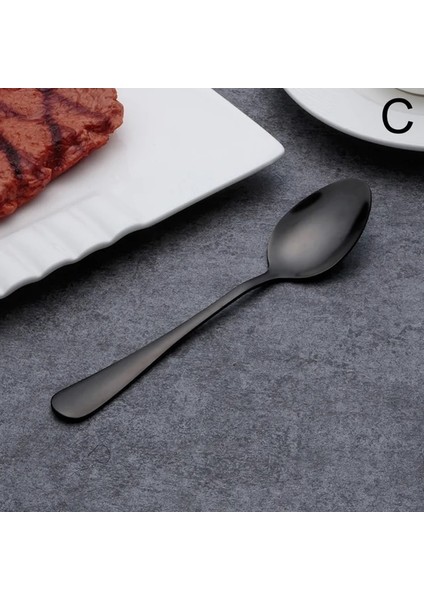 C-21.5cm Çelik Siyah Çatal Bıçak Kaşık Seti Balık Çatal Bıçaklar Çorba Kaşığı Çubuklarını Tereyağı Bıçağı Tatlı Kaşığı Kek Çatalı Çay Kaşığı Yemek Takımı Seti (Yurt Dışından)