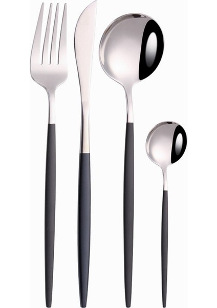 Akşam Yemeği Kaşığı 20.8 cm Siyah Gümüş Çatal Kaşık Bıçak Paslanmaz Çelik Çatal Seti Sofra Çubuklarını Yemek Takımı Seti Gümüş Çay Kaşığı Sofra Takımı Seti (Yurt Dışından) modelleri