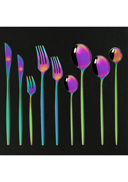 1 Adet Çay Kaşığı Yemek Takımı Gökkuşağı Sofra Çatal Bıçak Kaşık Seti Paslanmaz Çelik Lüks Sofra Takımı Ev Çatal Kaşık Bıçak Mutfak Yemek Takımı Damla Gemi (Yurt Dışından) fiyatları