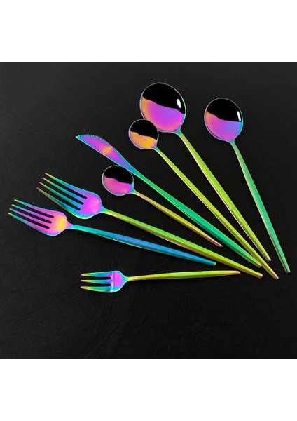 1 Adet Çay Kaşığı Yemek Takımı Gökkuşağı Sofra Çatal Bıçak Kaşık Seti Paslanmaz Çelik Lüks Sofra Takımı Ev Çatal Kaşık Bıçak Mutfak Yemek Takımı Damla Gemi (Yurt Dışından) modelleri