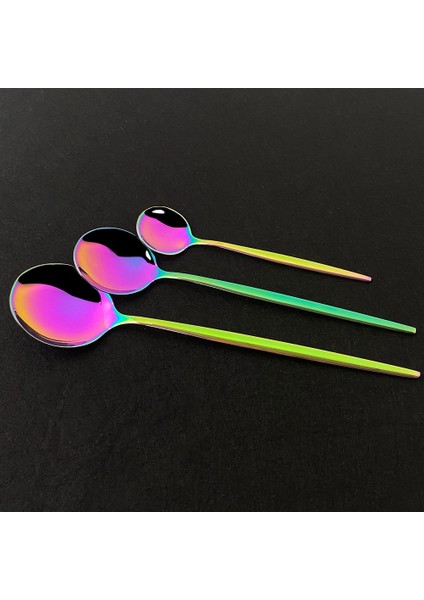 1 Adet Çay Kaşığı Yemek Takımı Gökkuşağı Sofra Çatal Bıçak Kaşık Seti Paslanmaz Çelik Lüks Sofra Takımı Ev Çatal Kaşık Bıçak Mutfak Yemek Takımı Damla Gemi (Yurt Dışından) fırsatları