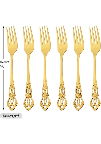 Tatlı Çatalı 6 Adet Drmfiy Royal 6/24 Adet Çatal Bıçak Kaşık Seti Paslanmaz Çelik Batı Yemek Takımı Sofra Seti Bıçaklar Çatal Kahve Çay Kaşığı Gümüş Set (Yurt Dışından)