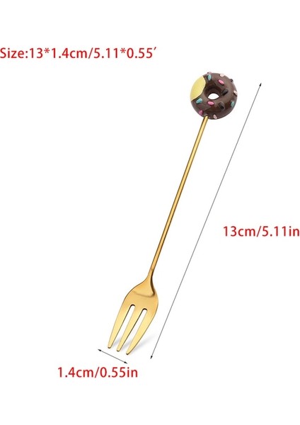 Kahve Çörek Çatalı 1 Adet Mini Paslanmaz Çelik Sevimli Çörek Kaşığı Çatal Kek Kahve Tatlı Dondurma Karıştırma Kaşıkları Şeker Karikatür Çocuk Çay Kaşığı (Yurt Dışından)