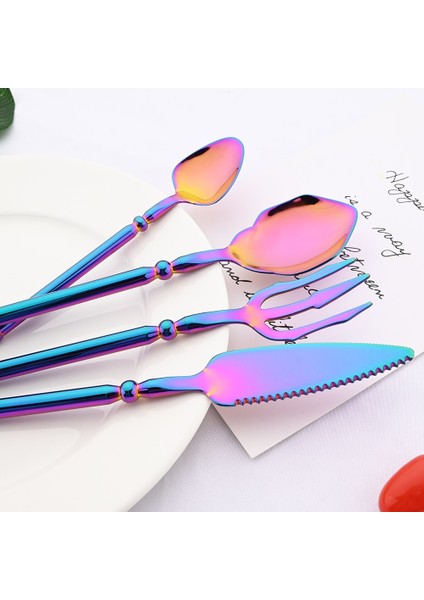 Gümüş Kaşık Siyah 304 Paslanmaz Çelik Ayna Yemek Takımı Çatal Seti Aquaman Trident Çatal Batı Biftek Bıçağı Kaşık Sofra Takımı Seti Sofra Seti (Yurt Dışından)