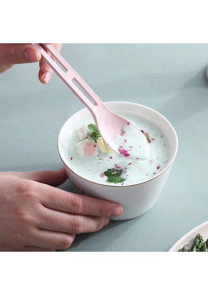 Pembe 3 Adet/takım 3 In 1 Seyahat Taşınabilir Çatal Bıçak Kaşık Seti Japonya Tarzı Buğday Samanı Bıçak Çatal Kaşık Öğrenci Yemek Takımı Setleri Mutfak Sofra (Yurt Dışından)