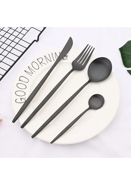 4 Adet Pembe Gümüş Mat Siyah Sofra Paslanmaz Çelik Sofra Çatal Bıçak Takımları Yemek Bıçağı Meyve Çatalı Buz Kaşığı Mutfak Aksesuarları Ev Için (Yurt Dışından) fiyatları