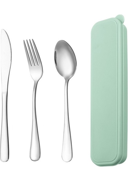Kapak Kutusu Yeşil Chopstick Çatal Kaşık Kamp Seti Paslanmaz Çelik Çatal Seyahat Seti Saklama Kutusu ile Taşınabilir Yeniden Kullanılabilir Mutfak Eşyaları Ev Gereçleri (Yurt Dışından)